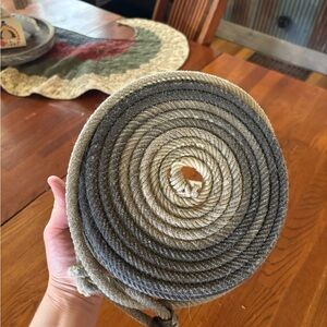 Rustic Gray and Tan Coiled Rope Basket